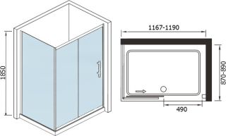 Душевой угол weltwasser СЕРИЯ WW200 Арт. 200US22-12090 Размер 1200х900х1850